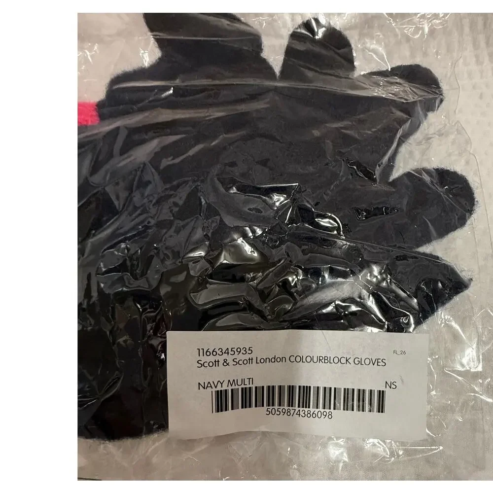 Scott & Scott London Colorblock Gloves - Black & Pink - NWT